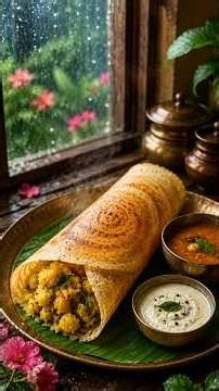 🌧️ Crispy Masala Dosa Recipe | Rainy Village Cooking 🥥✨