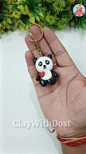 Cute Panda Keychain 🐼❤️ | Handcrafted Clay Keyring | #shorts #craft #keychain #gift