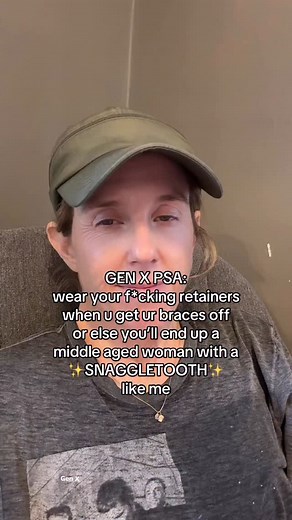✨Gen Xers✨ Share this video with your kids who NEED TO KNOW😬 Who else didn’t wear their retainers and now have mouth full of snaggleteeth? We Gen Xers didn’t wear sunscreen, helmets OR our retainers as kids and I’m mostly pissed about the retainer part!🥴 Also, perimenopause and aging has made my teeth move somehow? Literally everything on my body is either moving, falling down or falling OUT! I’m over it👵🏻 . #genx #generationx #perimenopause #womenover40 #over4 | GarbageMom