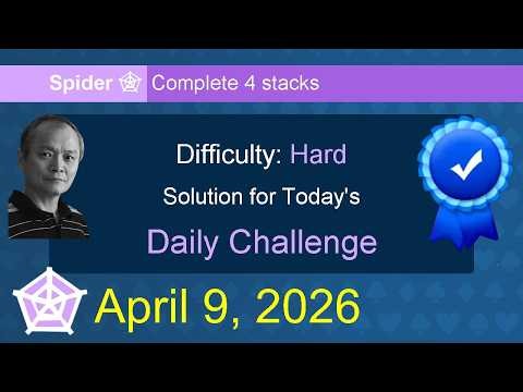 Microsoft Solitaire Collection: Spider - Hard - April 9, 2026