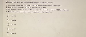 Which of the following statements regarding respiration are cor... | Filo