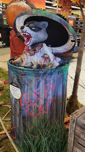 trash panda racoon animatronic at #spirithalloween for #halloween