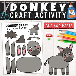 Donkey Craft Template for Kids | Paper Donkey | Farm Animal Craft Activity | Color, Cut and Paste | Farm Craft for Kids | Printable - Etsy
