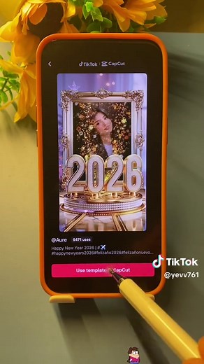 Tutorial de retrato com moldura dourada para Ano Novo 2026