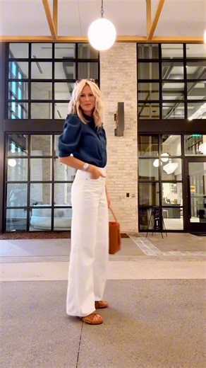 457K views · 1.9K reactions | White denim is such a good transitional piece for fall and this puff-sleeve top makes it feel pulled together without any effort. I threw this on for a last-minute dinner and it’s exactly why I love having timeless staples in my closet, they make getting dressed so easy. Comment "STAPLES" for more details! | Beauty of a Boy Mom | Facebook