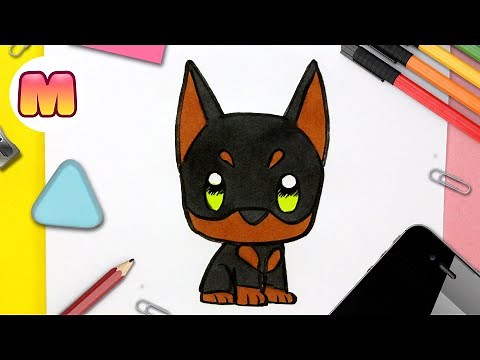 HOW TO DRAW A KAWAII DOBERMAN DOG - How to draw an easy kawaii dog with Jape