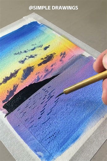 Send this spring sunset to someone who needs peace 🌅 #painting#acrylicpainting #shors