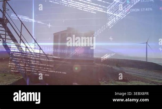 Animation of financial data processing with binary coding over caucasian engineer and wind turbine. global environment, sustainability, data processing and business concept digitally generated video Stock Video Footage - Alamy