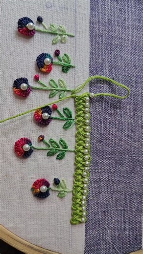 Beautiful design Hand embroidery 🪡 tutorial for beginners #handembroidery #beautiful #easyhandembroidery #embroideryart #embroiderypatterns #trishaartofthread #simpleembroidery #reels #embroiderydesigns # | Trisha Art