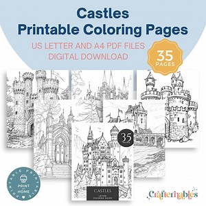 35 Printable Castle Coloring Pages | Architecture Art PDF | Medieval Fantasy Coloring Sheets | Instant Download - Etsy