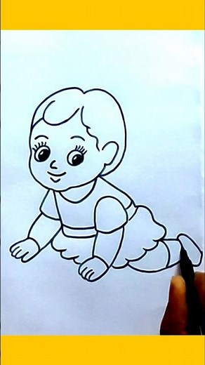 How to draw a cute baby easily with pencil #girl #baby #cute #short #youtube #viral