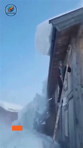 Satisfying Moment When Thick Roof Ice Finally Falls