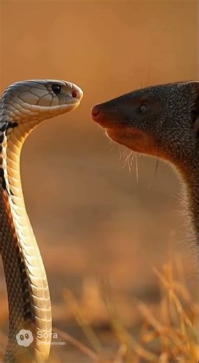 Cobra Raises Hood at Mongoose 🐍🐾 | Frozen Face-Off in the Wind (No Strike)