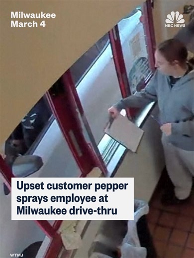 A customer pepper sprays an employee at a drive-thru in Milwaukee. | rocky rococo pepper spray