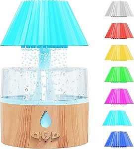 Cloud Humidifiers 260ML Water Drip Umbrella Humidifiers, 7 Colors Mood Light Air Humidifier White Noise Raindrop Humidifiers for Bedroom