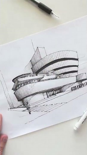 How to draw Guggenheim Museum in NYC #shorts
