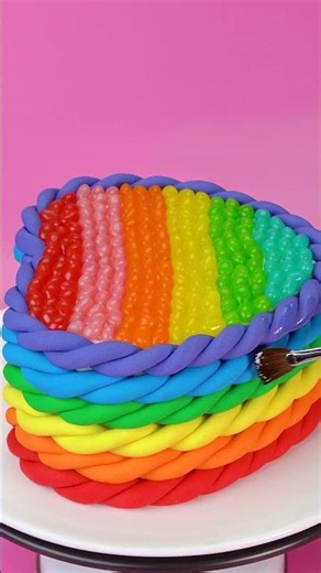 #shorts How To Make A Rainbow Fondant Cake, Satisfying Video Top Cake #cake #satisfyingcake