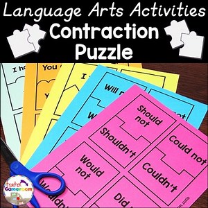 Contractions Puzzle Activity | Grammar Games | Contraction Puzzles | ELA Centers