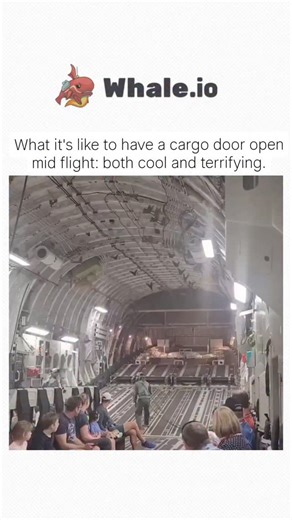 Trending reel on Instagram: "The video captures the dramatic interior of a Royal Canadian Air Force CC-130 Hercules with its rear ramp open mid-flight, showing wind-whipped passengers—including military personnel and families—gripping seats amid rushing air and blinding sunlight. Designed for such operations, the C-130 maintains stable flight with the ramp open at speeds up to 150 knots indicated airspeed using partial flaps, enabling safe airdrops or low-level transport as confirmed in official