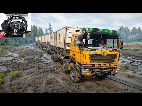F3000 - Hauling Multiple Containers Through Muddy Terrain | SnowRunner | Logitech G29 | #1092