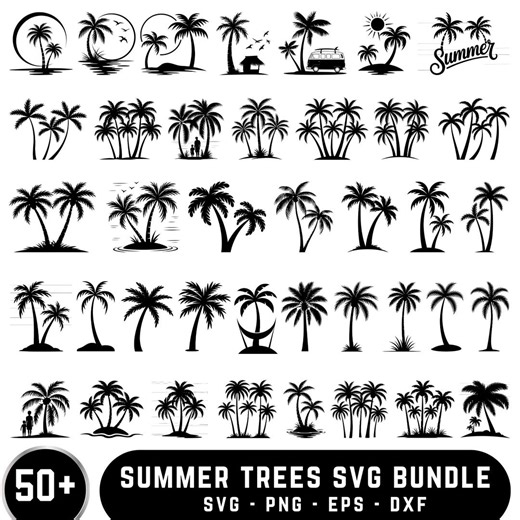 Palm Tree Svg, Palm Beach Svg, Palm Tree Sunset Svg, Palm Tree Vector, Summer Svg, Silhouette. Beach Svg, Nature Svg, Cut Files for Cricut - Etsy