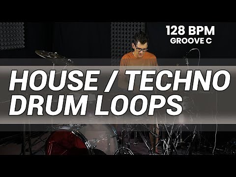 House / techno drum loops 128 BPM // The Hybrid Drummer