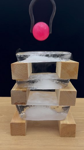 Can a 1000°C hot metal ball penetrate three layers of ice of different thicknesses?#satisfying#foryou#experiment