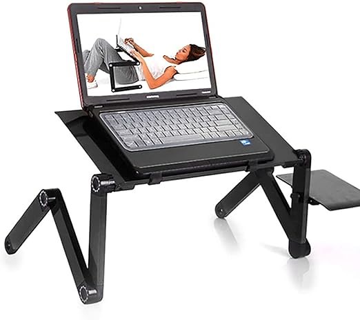 Adjustable Laptop Stand with Cooling Fan & Mouse Pad for 17 Inch Computer, Lap Desk Table Riser 