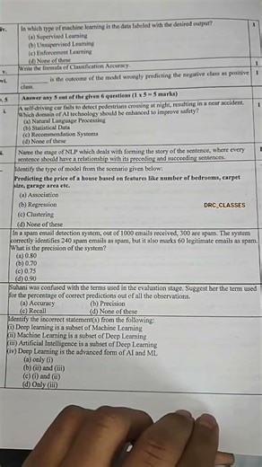 CBSE Class 10 Artificial intelligence pre boards examination 2026 question papers AI exam BDMI