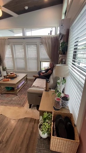 333K views · 10K reactions | Can you believe her tiny home is only 399 sqft? She has a beautiful open layout with gorgeous bathroom and loft bedroom. | Tiny Home Tours | Facebook