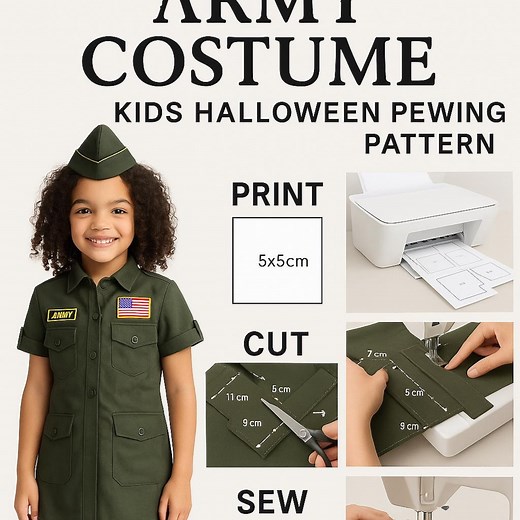 Army Costume Sewing Pattern for Kids (sizes 3-8Y) (PDF Download) - Etsy