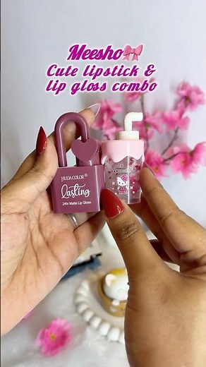 Cute lipstick and lip gloss combo from Meesho💜🌷🎀‪@Meesho‬ #shorts #meesho #meeshohaul #meeshofinds