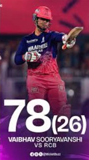 Vaibhav Suryavanshi 78(26) 🔥 RR vs RCB Highlights #shorts #VaibhavSuryavanshi #IPL2026 #RRvsRCB #ipl