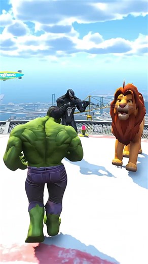 HULK SAVES LION KING! 🦁 (Venom Gang Ambush) #Shorts #gta5