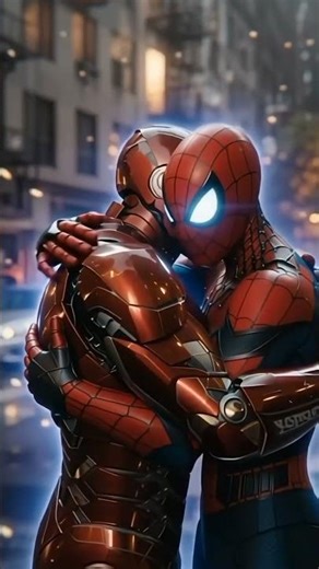 Spider-Man and Ironman Hugging Each Other and Blue Energy Coming Out | INTL AI Shorts