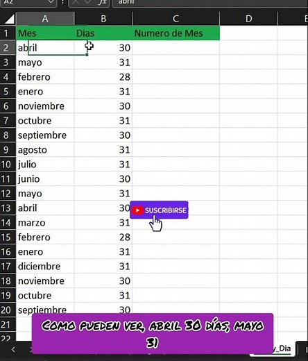 Aprende a transformar meses en días del mes y el número del mes #excel #exceltraining
