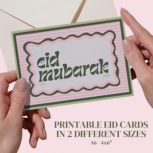 Printable Eid Mubarak-cards | Front & Back Design | Islamic Cards | Islamic Gifts | Perfect for Eid | 2 Sizes A6, 4" X 6" | Fun Wavy Design - Etsy Canada
