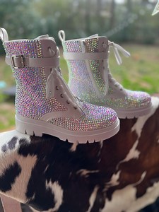 CUSTOM Rhinestone Combat Boots - Etsy