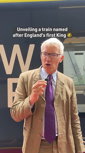 11K views · 116 reactions | Who was Athelstan, England's first king, and why was he crowned in Kingston upon Thames? The Rest is History's Tom Holland explains everything you need to know after unveiling our King Athelstan train at Kingston station today. #Athelstan1100 | South Western Railway | Facebook