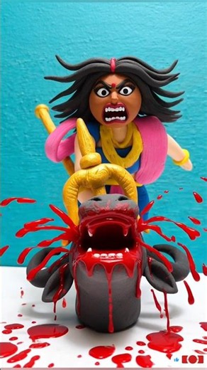 Maa Durga Clay Art 🔱 | Mahishasura Mardini Craft #shorts #clayart