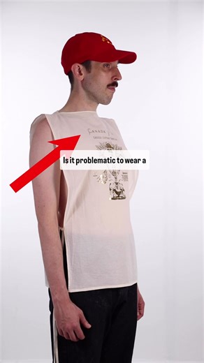 What is Canadian Nationalism? Can you express ‘Canada First’ in America? Featuring: Replica of gold applique ‘Canada First’ raw greige Dominion Cotton agitprop smock. Available Now. A proto ‘Graphic Tee,’ this 1892 smock was at the center of a conflict over Canadian identity during the Flannelette War, a subterranean conflict over tariffs and nationality that would shape Canada’s political economy. After Confederation in 1867, John A. Macdonald’s ‘National Policy,’ a regime that would paradoxica