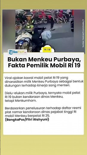 Fakta Mobil Pelat RI 19 yang Viral Usai Warga Serukan Kasih Jalan, Ternyata Bukan Milik Purbaya