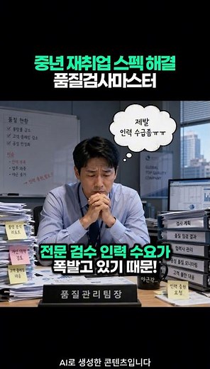 중년 재취업 원하는 분들, 스펙이 고민이라면? 품질검사마스터 자격증으로 품질 관리 일자리 취업 도전하세요!