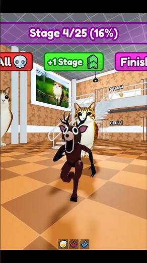 Meowl jumpscares The Deer 🤣 #roblox Roblox Obby | 99 nights in the forest brainrot