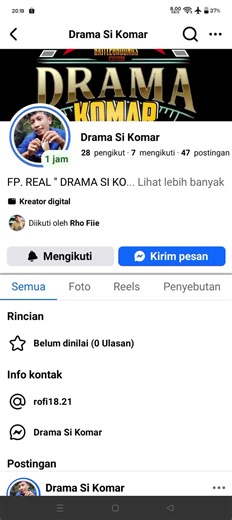 akun fb,nya komar, silahkan kalau mau saja dengan iklas bantu follow ya best.