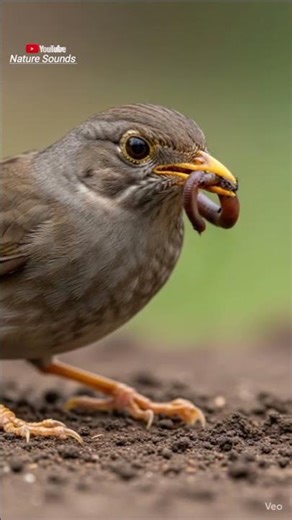 Bird eating worms | Cute bird eating worms from ground
