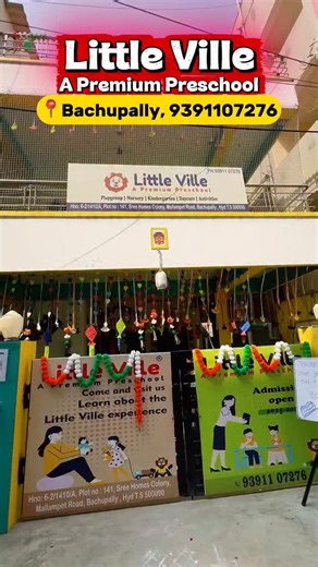 Bachupally Buzz on Instagram: "Little Ville – A Premium Preschool, Mallampet Road, Bachupally 🌈 Admissions Open 2026–2027 ✨ What makes Little Ville special? • Hybrid Day Care Facility • Safe & nurturing Day Care Services • Yoga & Dance Classes for holistic growth • Focus on Fine Motor & Gross Motor Skills • Fun-filled Sports Day & Annual Day Celebrations • Well-planned learning for Playgroup to Senior KG 🏫 Special Highlight: Our upstairs space is exclusively utilized for 🩰 Dance Classes 🧘 Yo