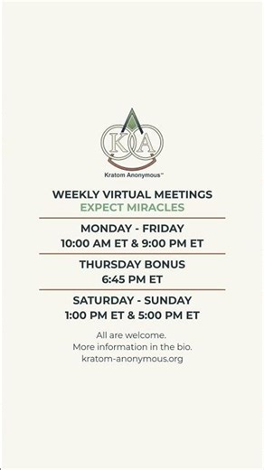 Kratom Anonymous Virtual Meeting Schedule