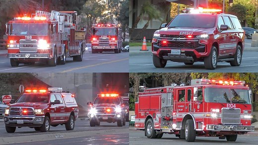 【应急车辆街拍】美国LAFD多车出警，响应洛杉矶伯班克大道西段建筑火灾