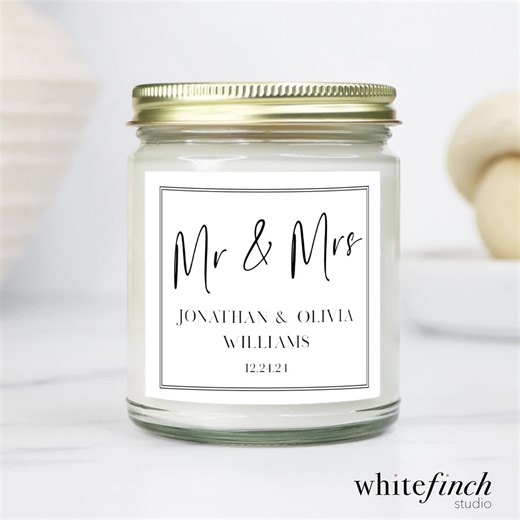 Personalized Wedding Favor Candle: Coconut Soy Wax, Elegant Gold Lid - Etsy